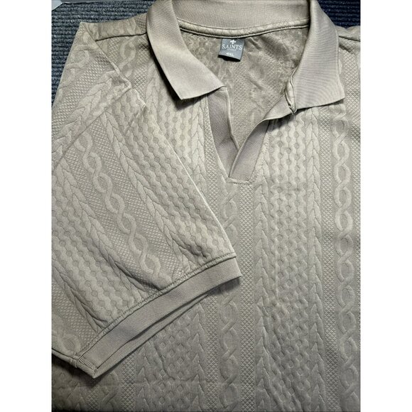 Saints Studio Men's Apparel Brown Embossed T- Shirt 4XL Cable Knit Pattern - Picture 1 of 5